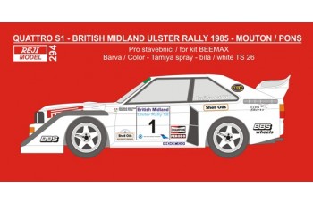 Decal – Audi Quattro S1 - British Midland Ulster Rally 1985 - Mouton / Pons